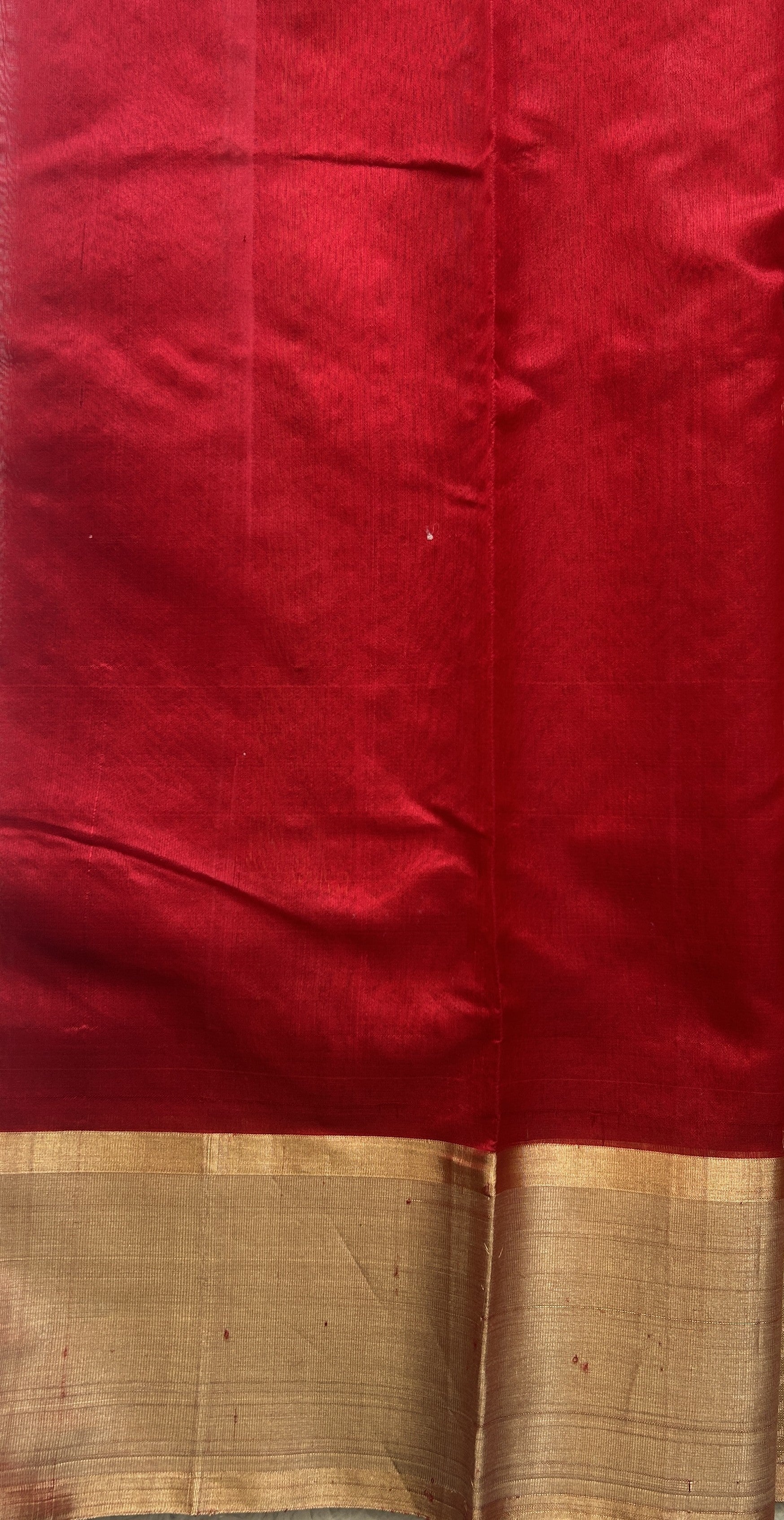 Chanderi Silk Saree Red color Elegantly Paired with a Gold Zari  border - Sampradaya Designer Studio
