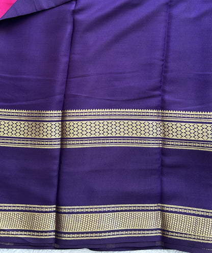 Pink Mysore Crepe Silk Saree with Silver Zari Border | Pure Handloom | Silk Mark Certified