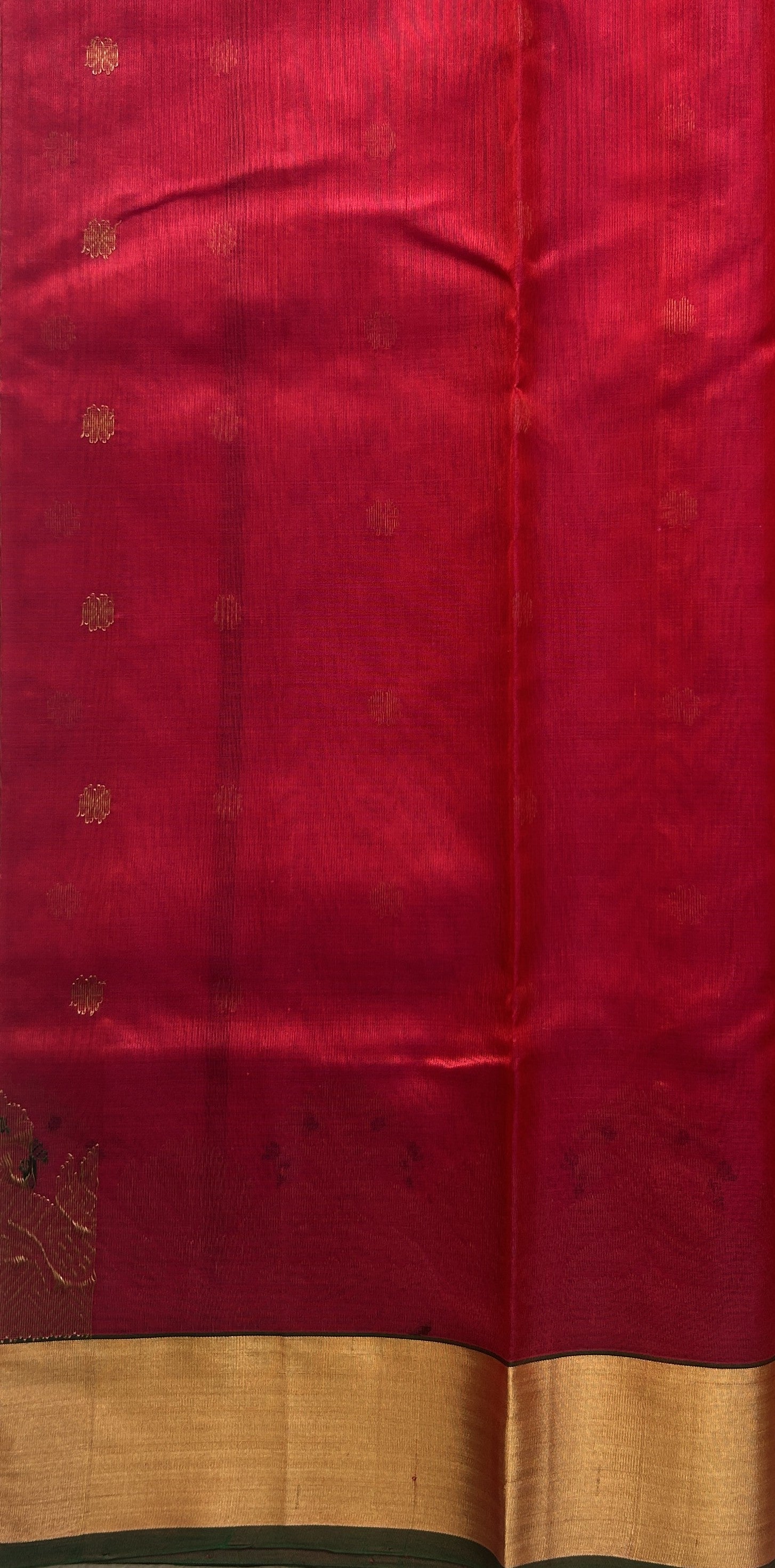 Chanderi Silk Saree Pink color Paired with a Gold color Double border - Sampradaya Designer Studio