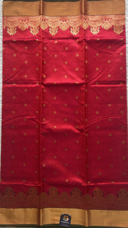 Chanderi Silk Saree Pink color Paired with a Gold color Double border - Sampradaya Designer Studio