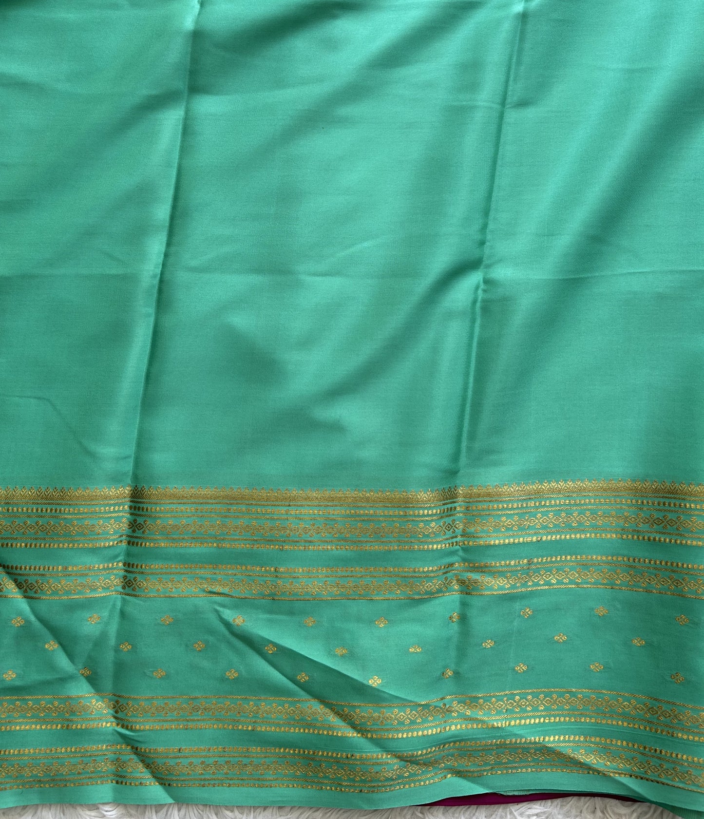 Lavender Mysore Crepe Silk Saree with Silver Zari Border | Pure Handloom | Silk Mark Certified
