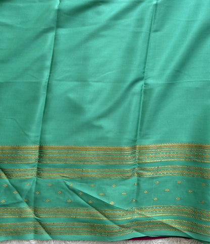 Lavender Mysore Crepe Silk Saree with Silver Zari Border | Pure Handloom | Silk Mark Certified