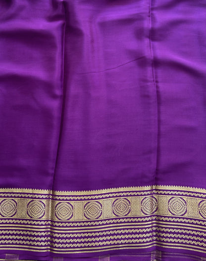 Cream Mysore Crepe Silk Saree with Silver Zari Border | Pure Handloom | Silk Mark Certified