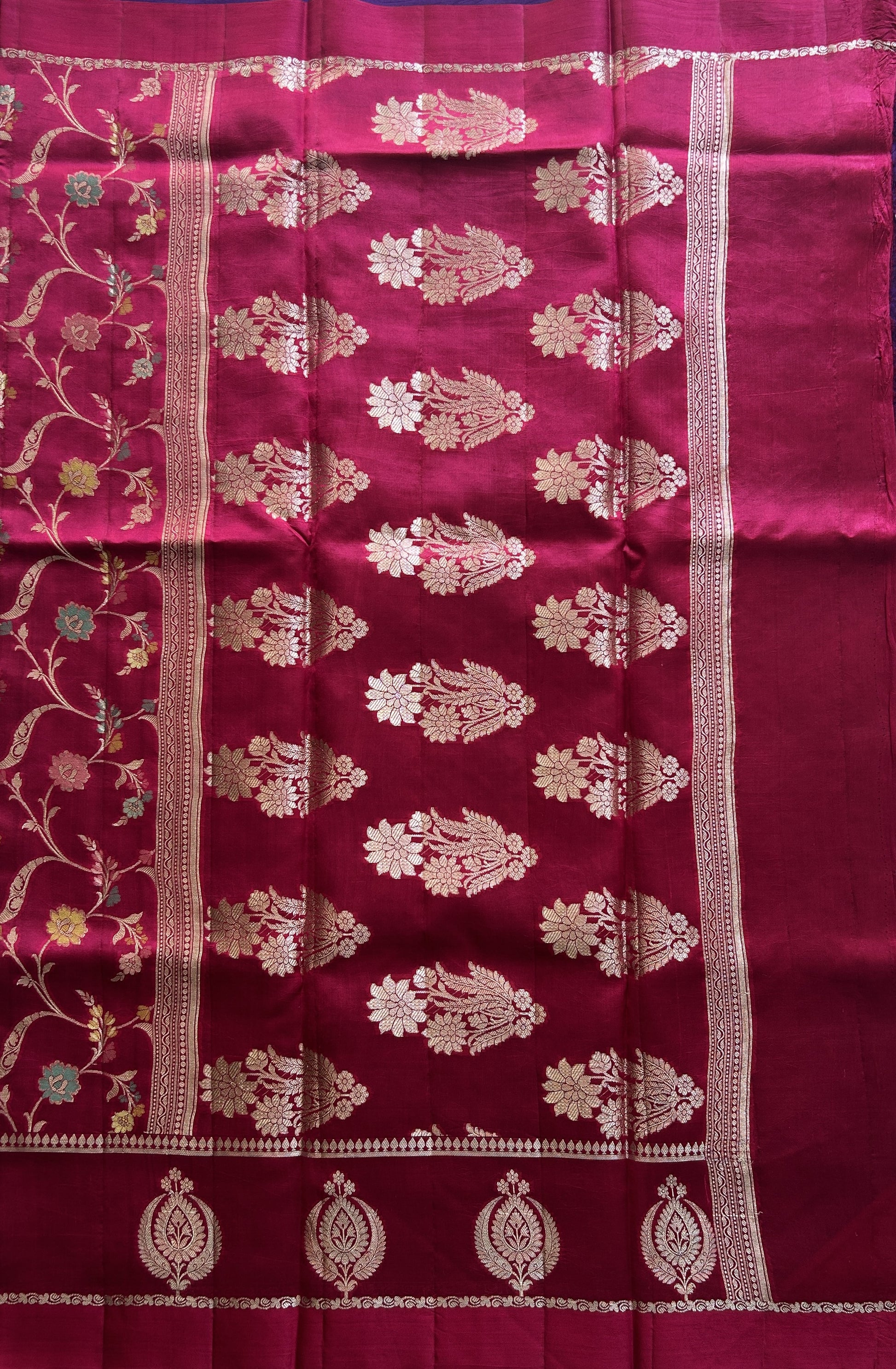 Chiniya Silk Saree Pink Colored Elegantly Paired With a Gap Border - Sampradaya Designer Studio