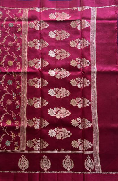 Chiniya Silk Saree Pink Colored Elegantly Paired With a Gap Border - Sampradaya Designer Studio