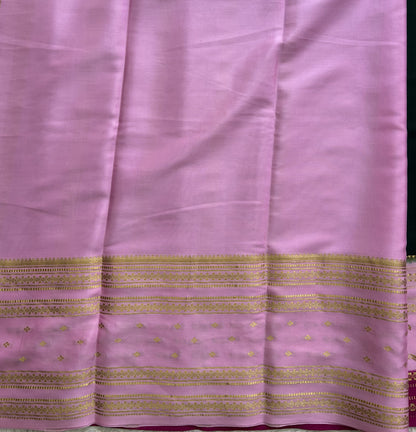 Bottle Green Mysore Crepe Silk Saree with Silver Zari Border | Pure Handloom | Silk Mark Certified - Sampradaya Designer Studio