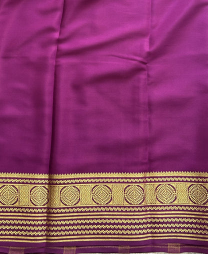 Bottle Green Mysore Crepe Silk Saree with Silver Zari Border | Pure Handloom | Silk Mark Certified