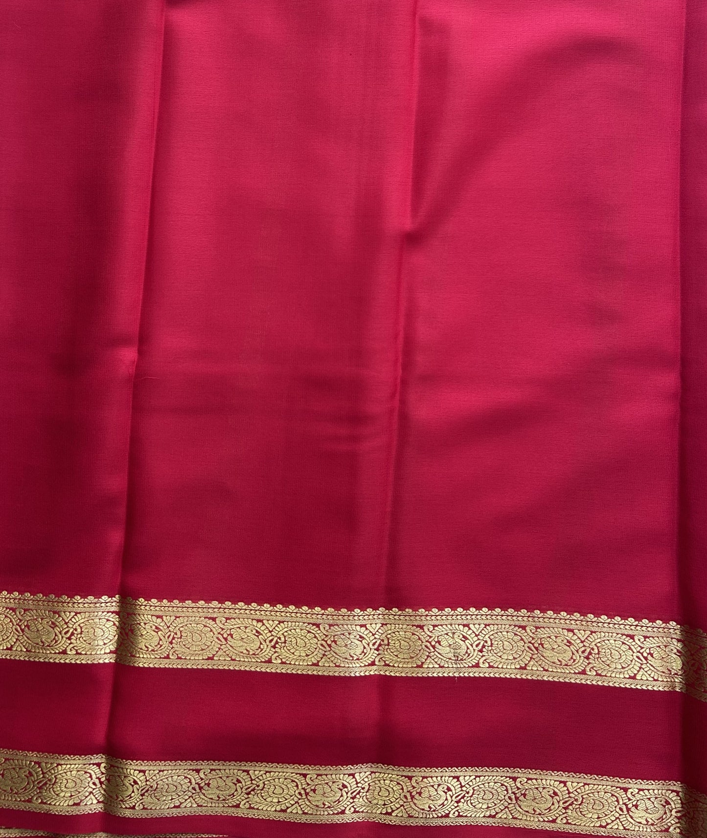 Sky Blue Mysore Crepe Silk Saree with Silver Zari Border | Pure Handloom | Silk Mark Certified - Sampradaya Designer Studio