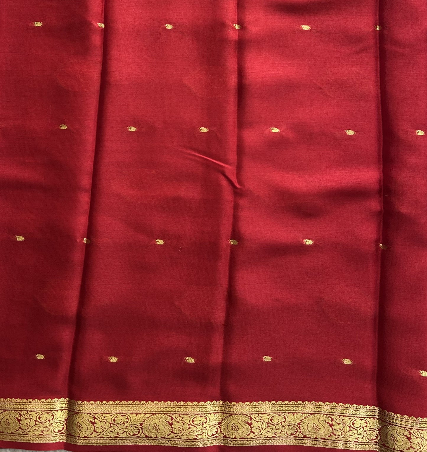 Blue Mysore Crepe Silk Saree with Silver Zari Border | Pure Handloom | Silk Mark Certified - Sampradaya Designer Studio