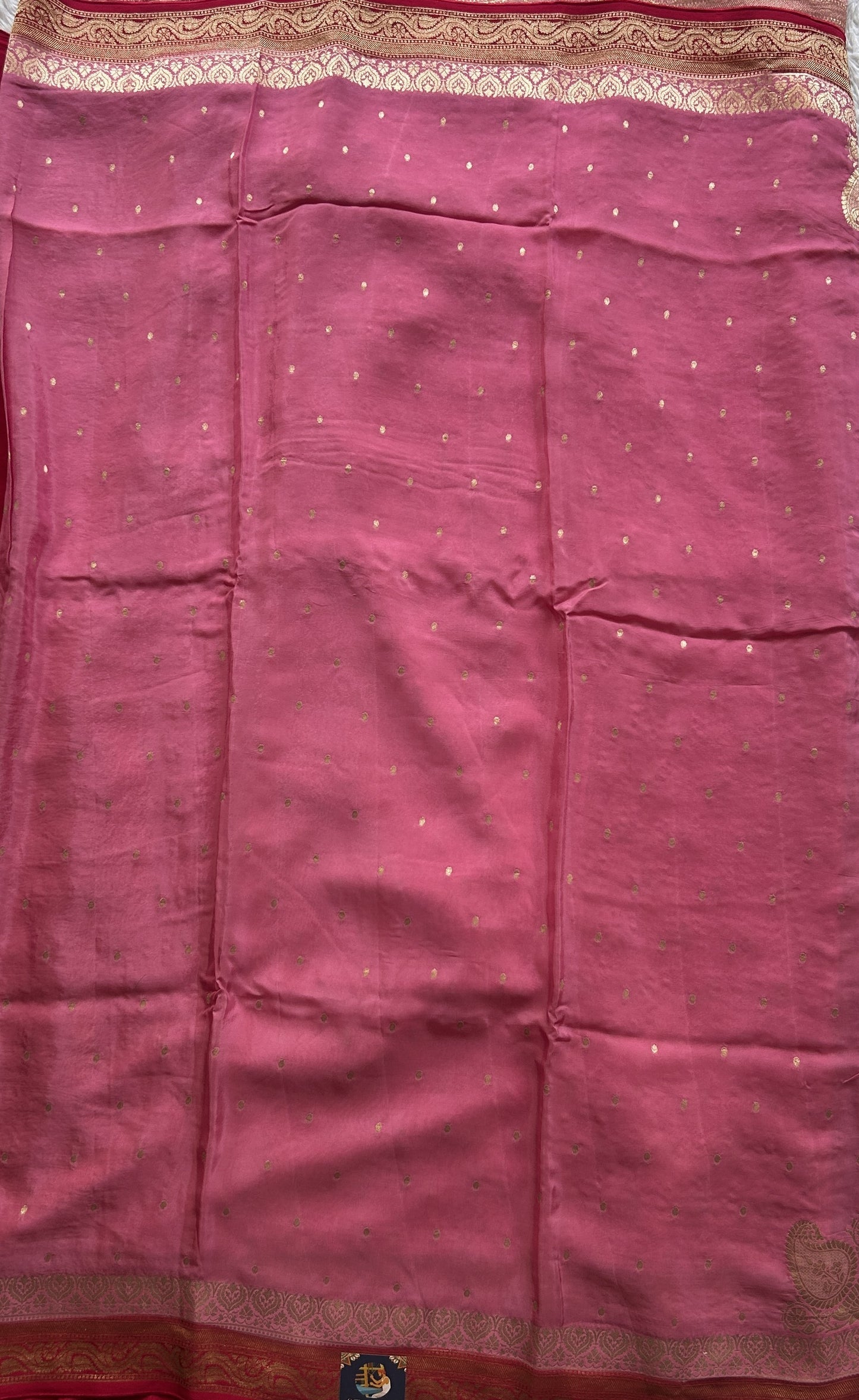 Chiffon Fancy Saree Baby Pink Color Complemented with Dark Pink Color with a Zari Border. - Sampradaya Designer Studio