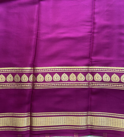 Gray Mysore Crepe Silk Saree with Silver Zari Border | Pure Handloom | Silk Mark Certified
