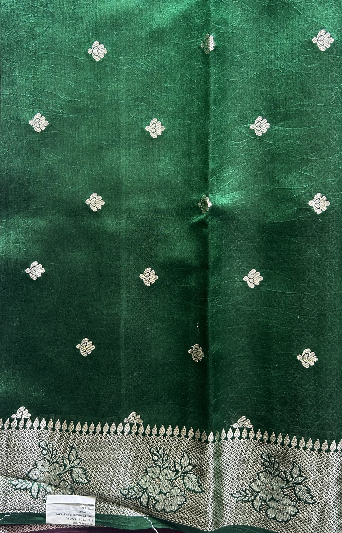 Chiniya Silk Saree Burgundy Colored Pared With Silver Zari Border - Sampradaya Designer Studio