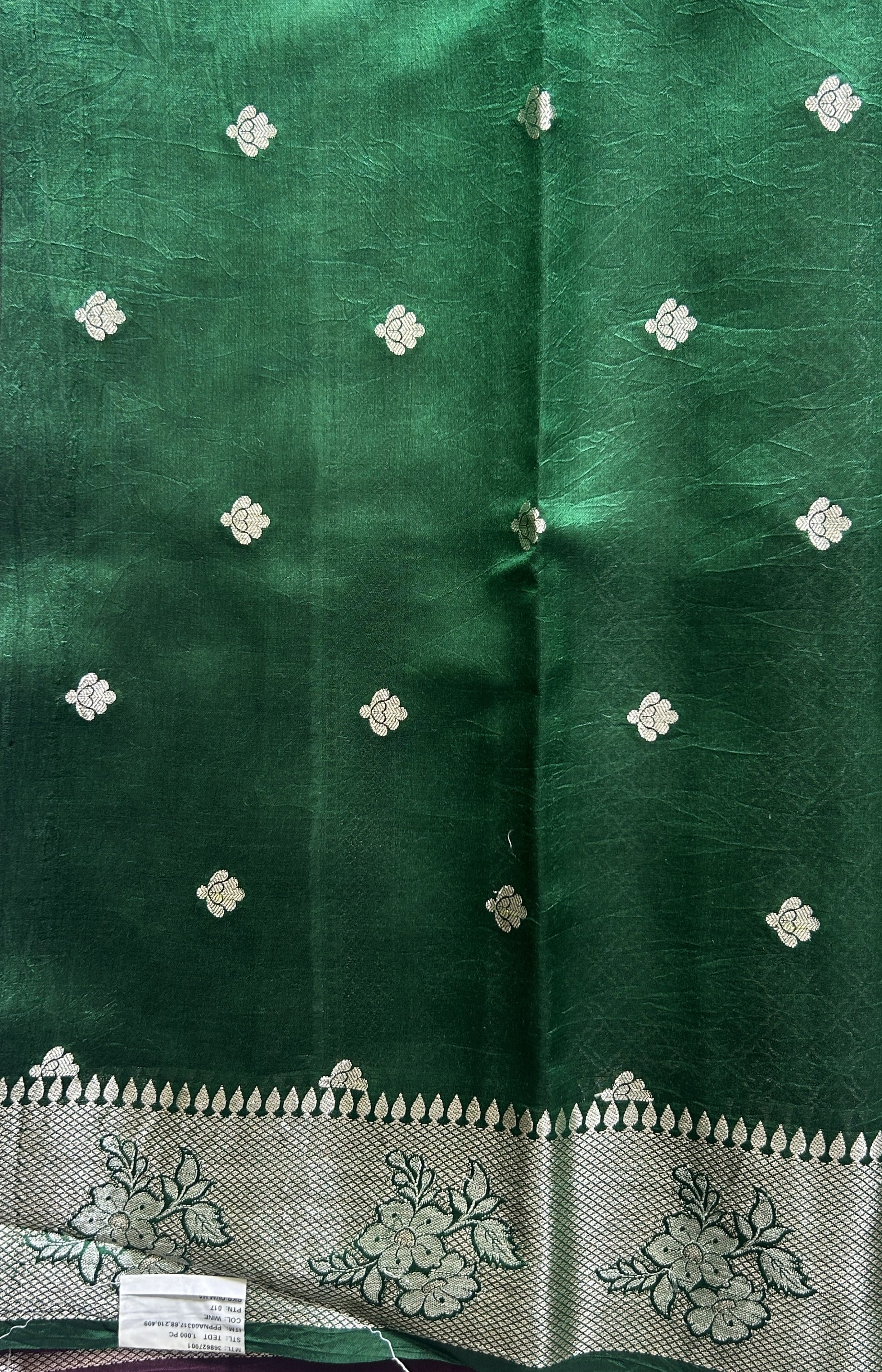 Chiniya Silk Saree Burgundy Colored Pared With Silver Zari Border - Sampradaya Designer Studio