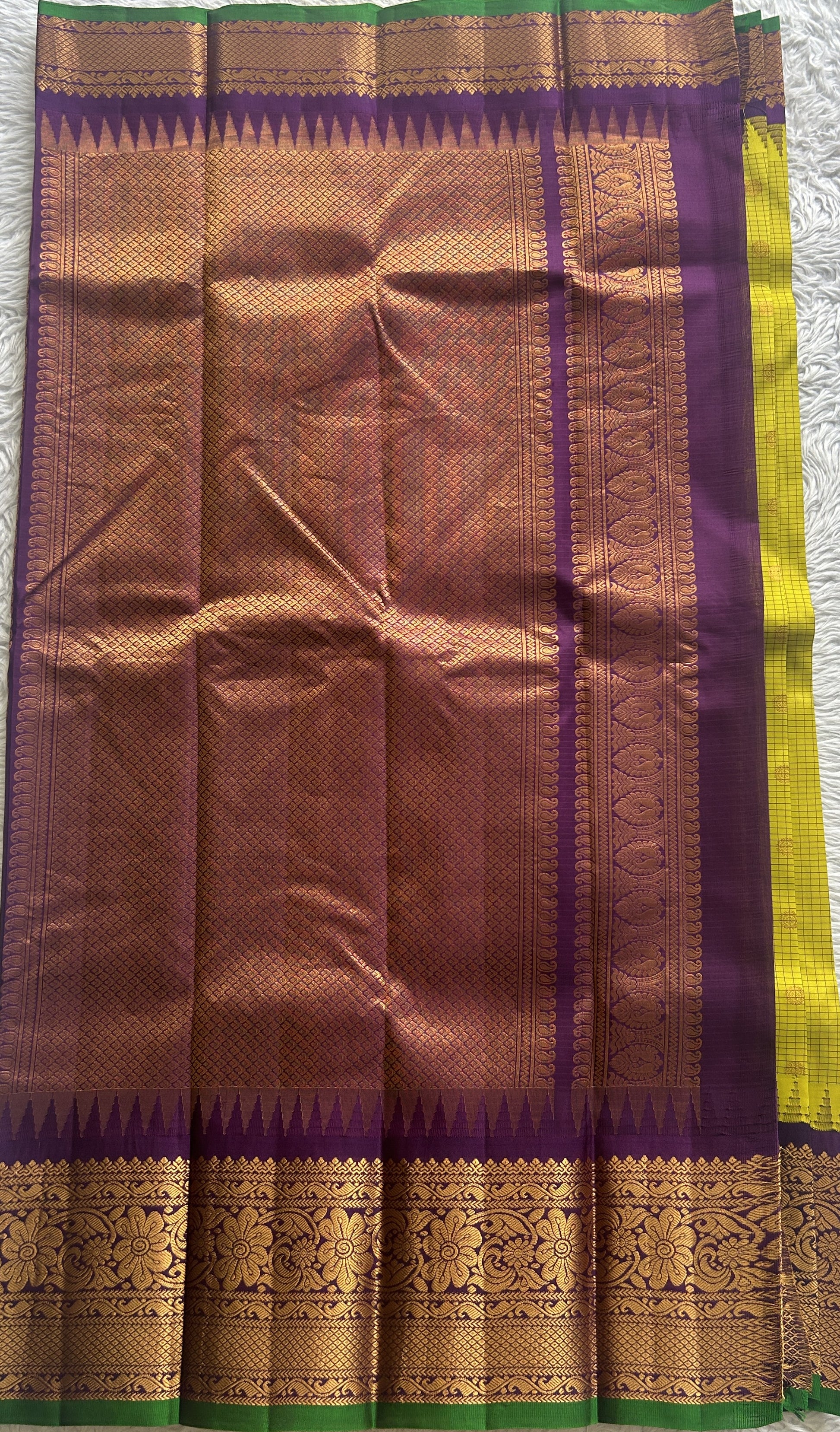 Gadwal Pattu Saree Light Yellow colored saree complemented with a Zari border - Sampradaya Designer Studio
