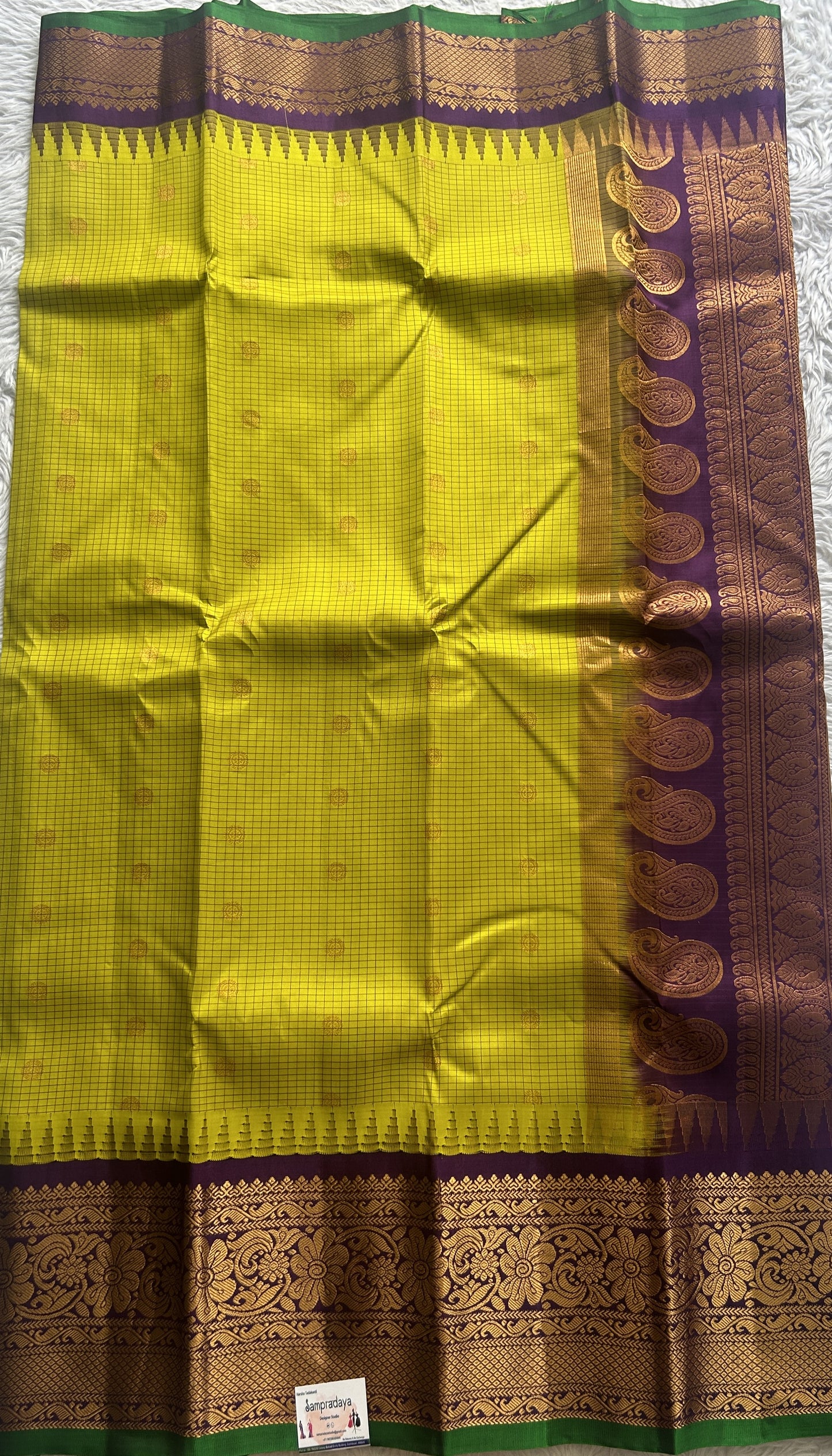 Gadwal Pattu Saree Light Yellow colored saree complemented with a Zari border - Sampradaya Designer Studio