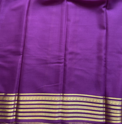 Purple Mysore Crepe Silk Saree with Silver Zari Border | Pure Handloom | Silk Mark Certified