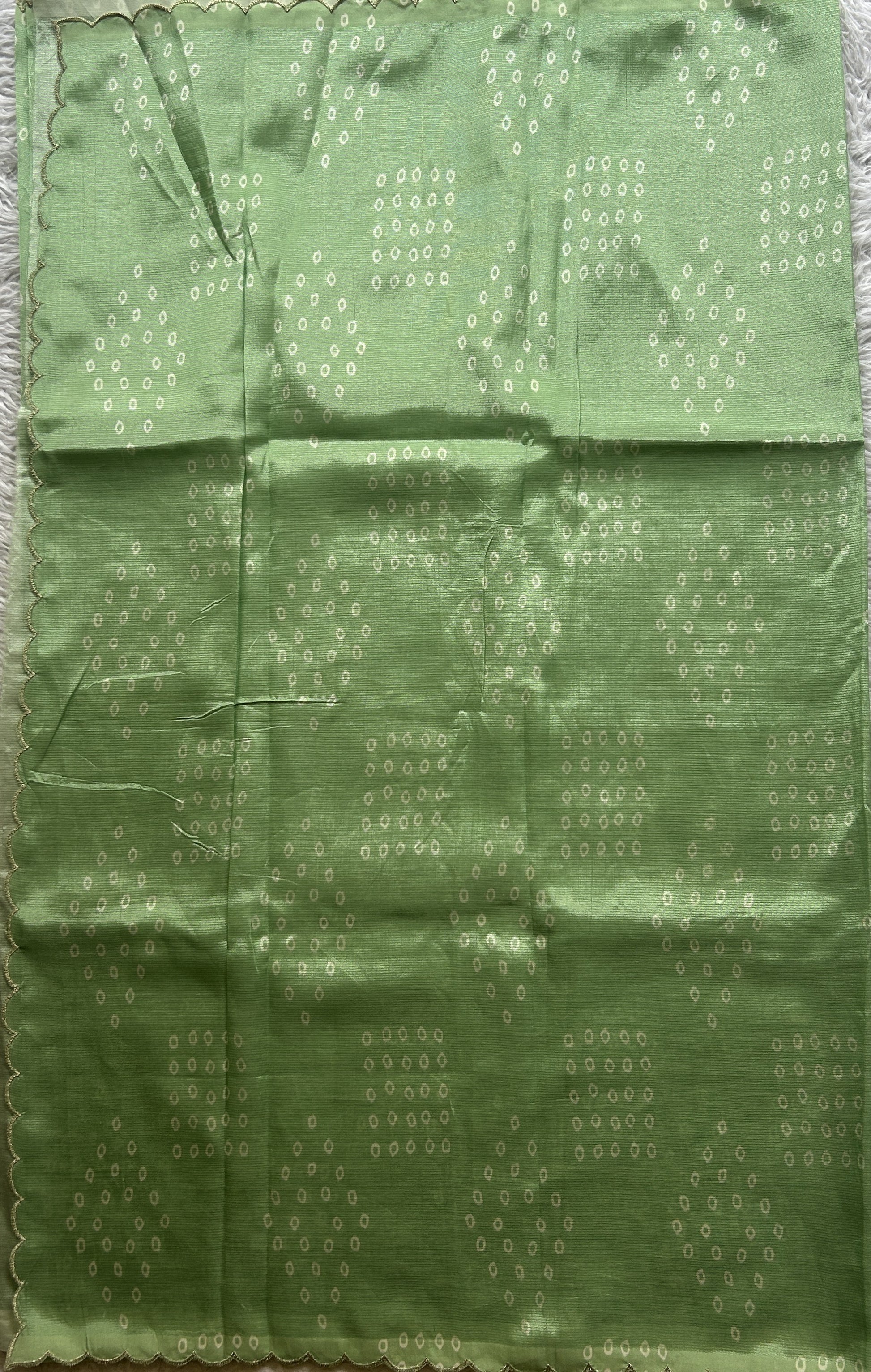 Mangalagiri Pattu Saree Light Green Colored Complemented with a Scallop Border - Sampradaya Designer Studio