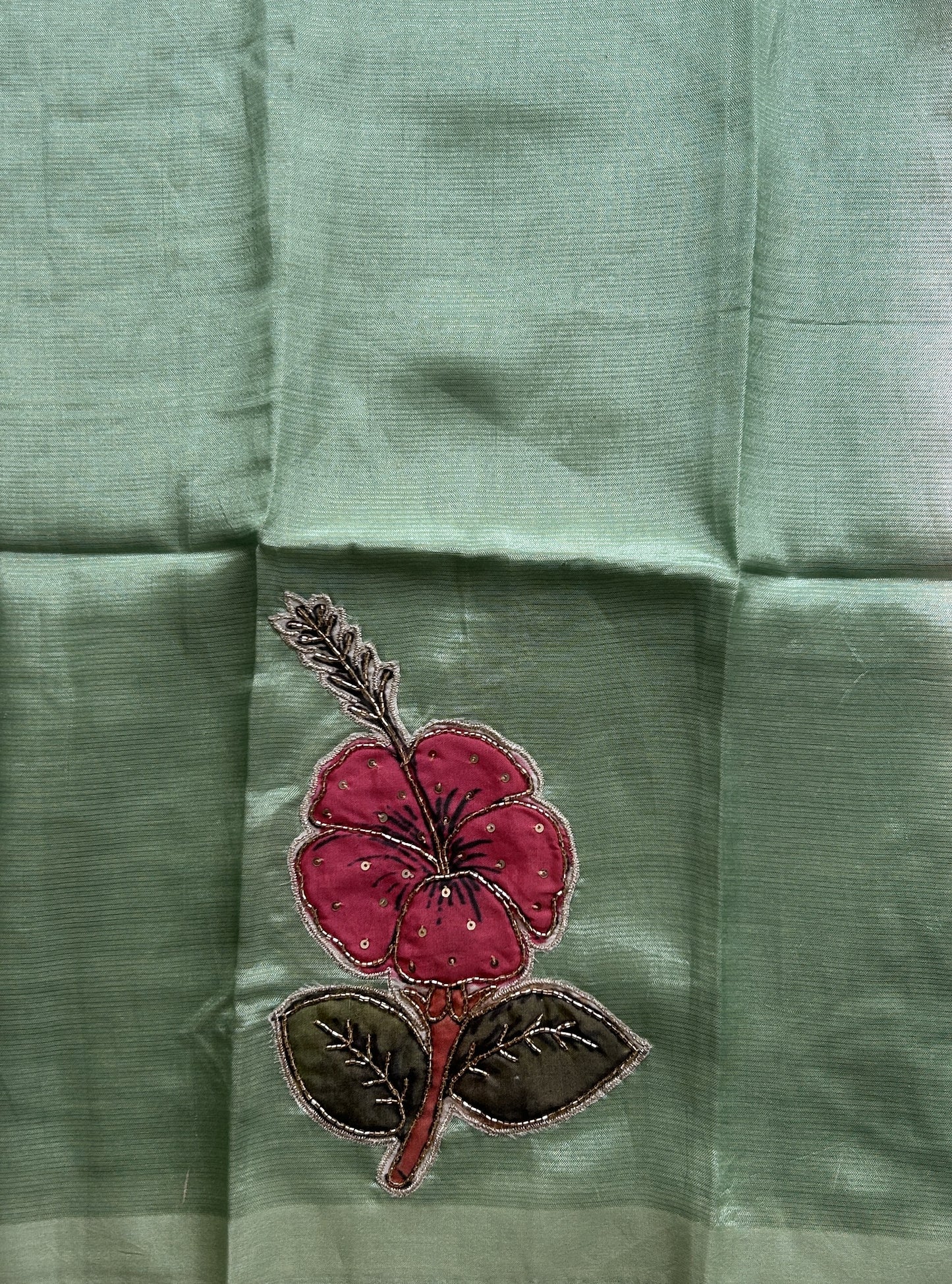 Mangalagiri Pattu Saree Light Green Colored Complemented with a Scallop Border - Sampradaya Designer Studio