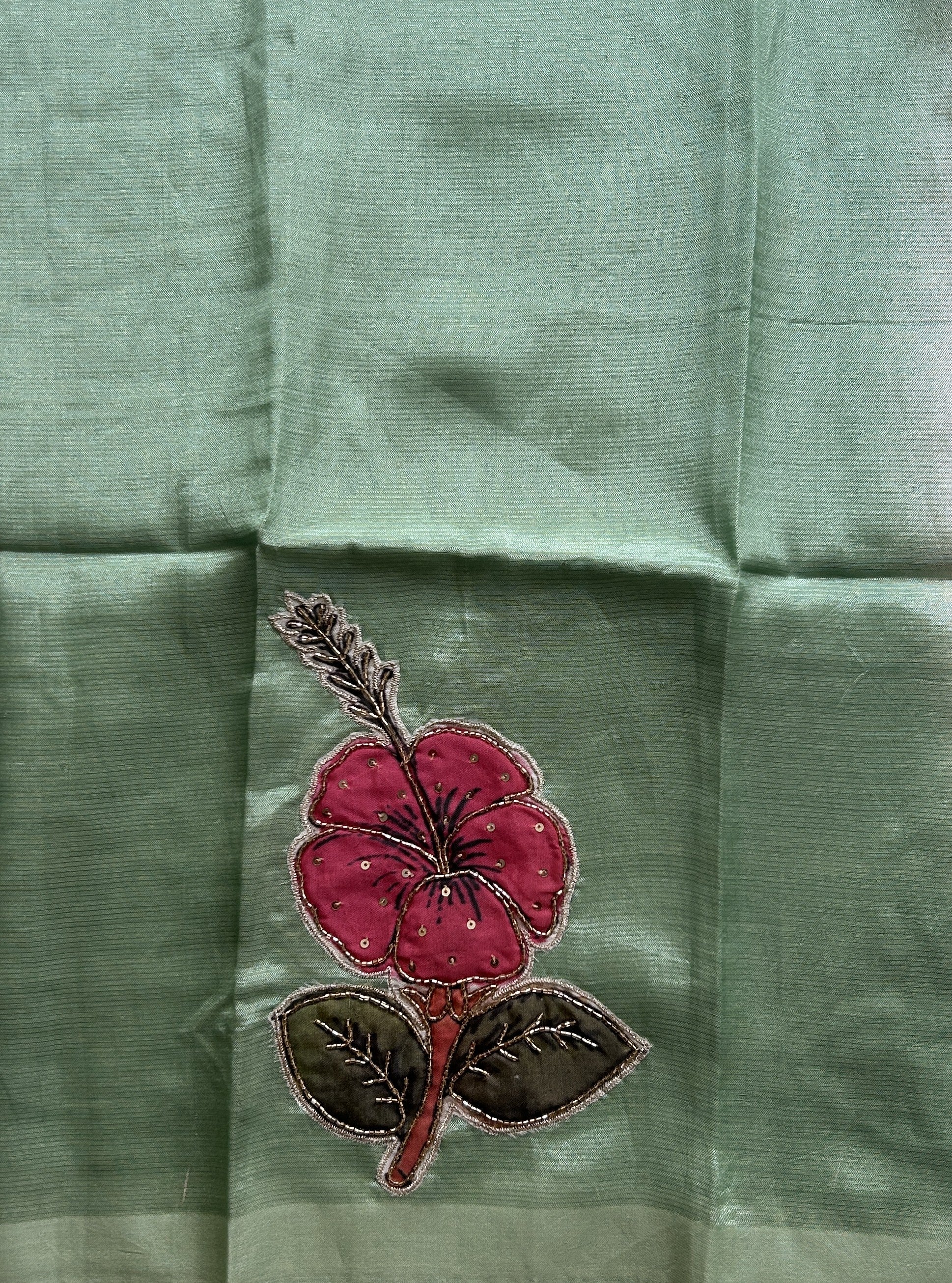 Mangalagiri Pattu Saree Light Green Colored Complemented with a Scallop Border - Sampradaya Designer Studio