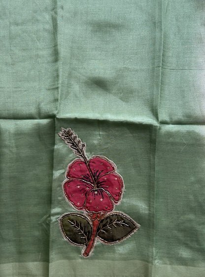 Mangalagiri Pattu Saree Light Green Colored Complemented with a Scallop Border - Sampradaya Designer Studio