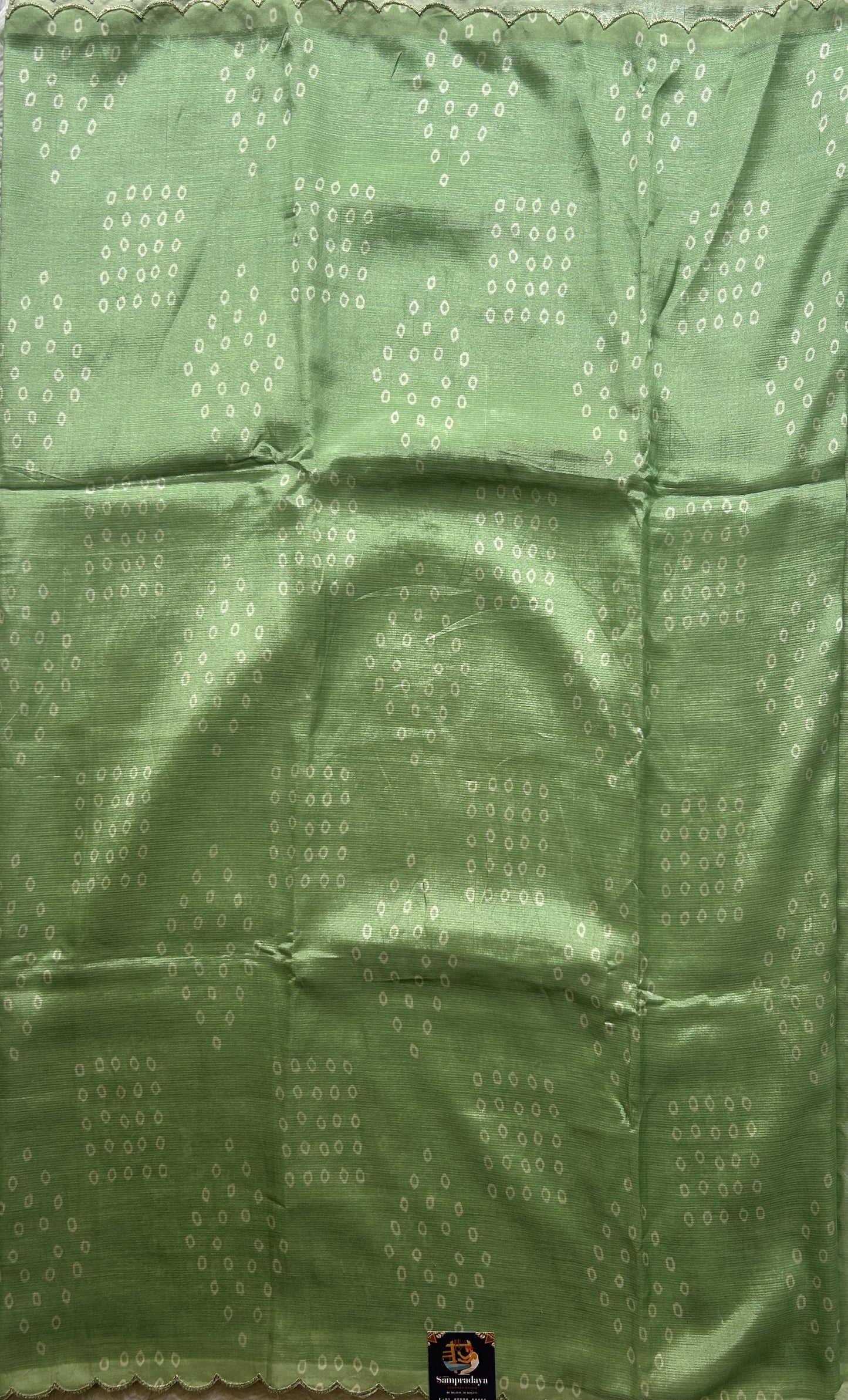 Mangalagiri Pattu Saree Light Green Colored Complemented with a Scallop Border - Sampradaya Designer Studio