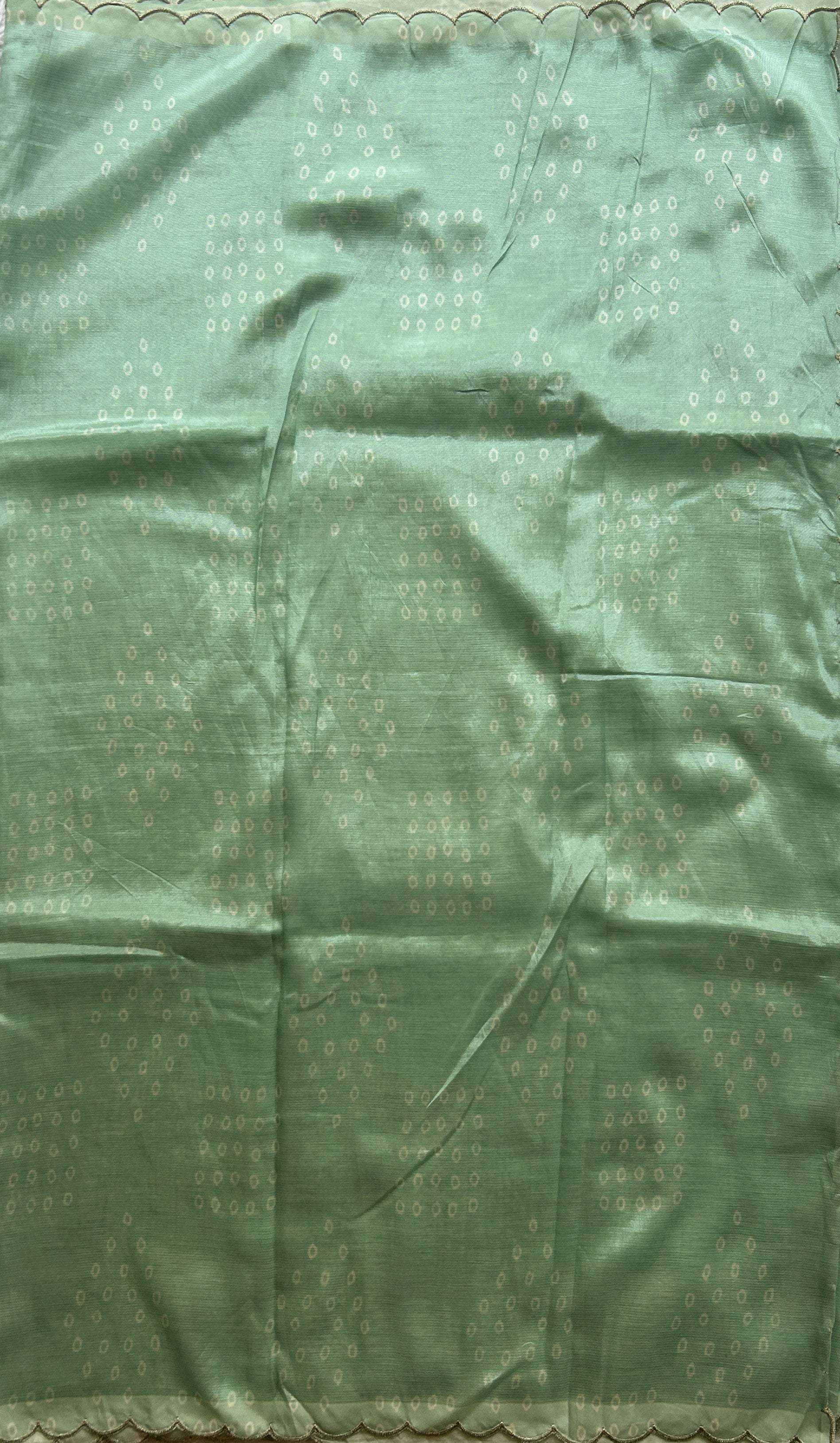 Mangalagiri Pattu Saree Sea Green Complemented with a Scallop Border - Sampradaya Designer Studio