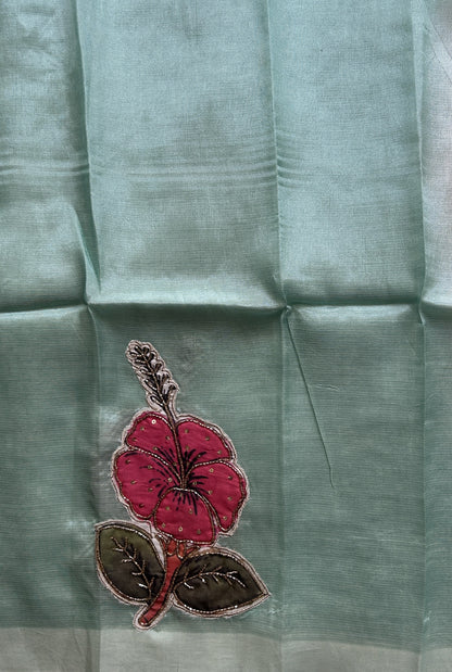 Mangalagiri Pattu Saree Sea Green Complemented with a Scallop Border - Sampradaya Designer Studio