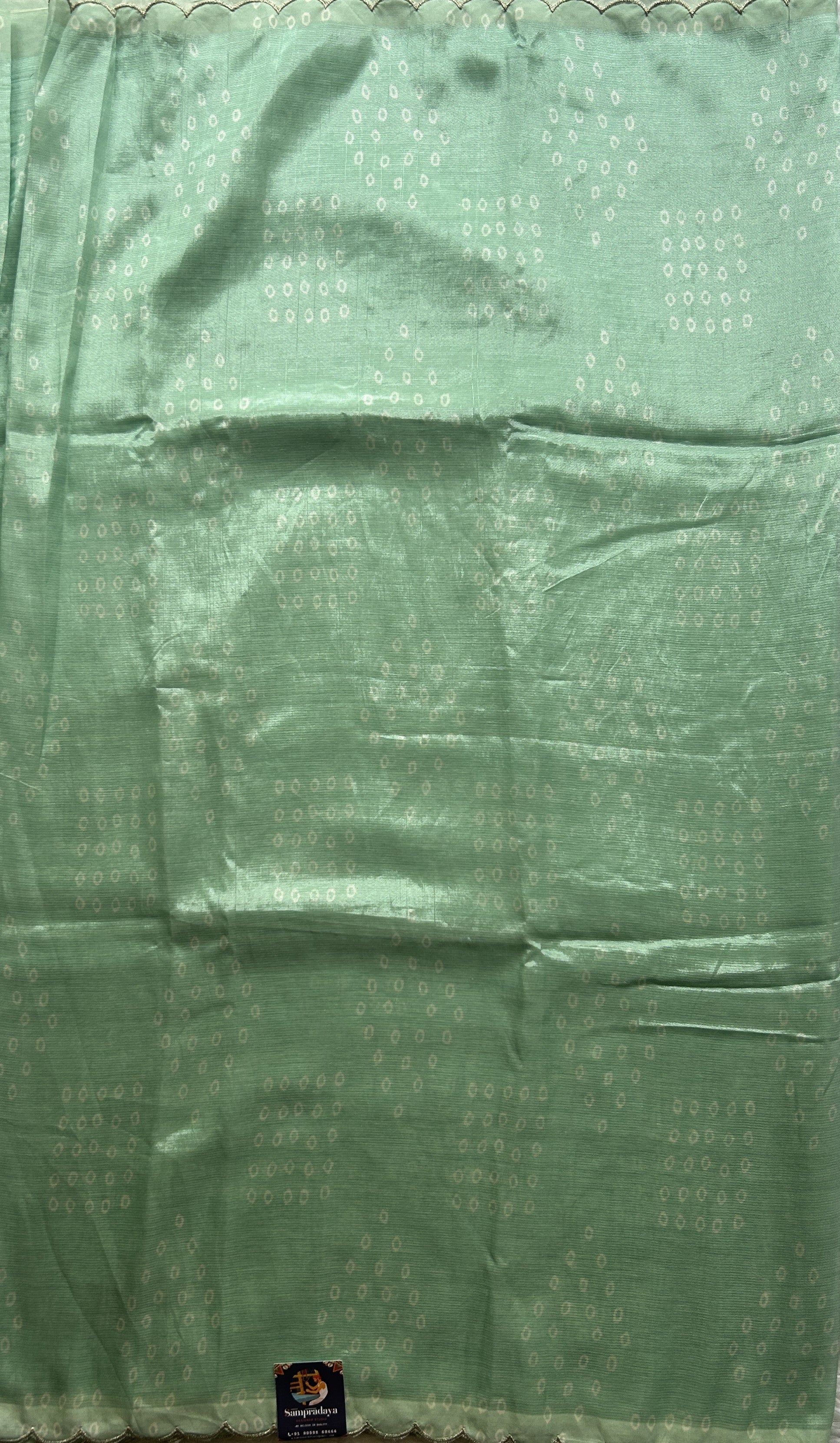 Mangalagiri Pattu Saree Sea Green Complemented with a Scallop Border - Sampradaya Designer Studio