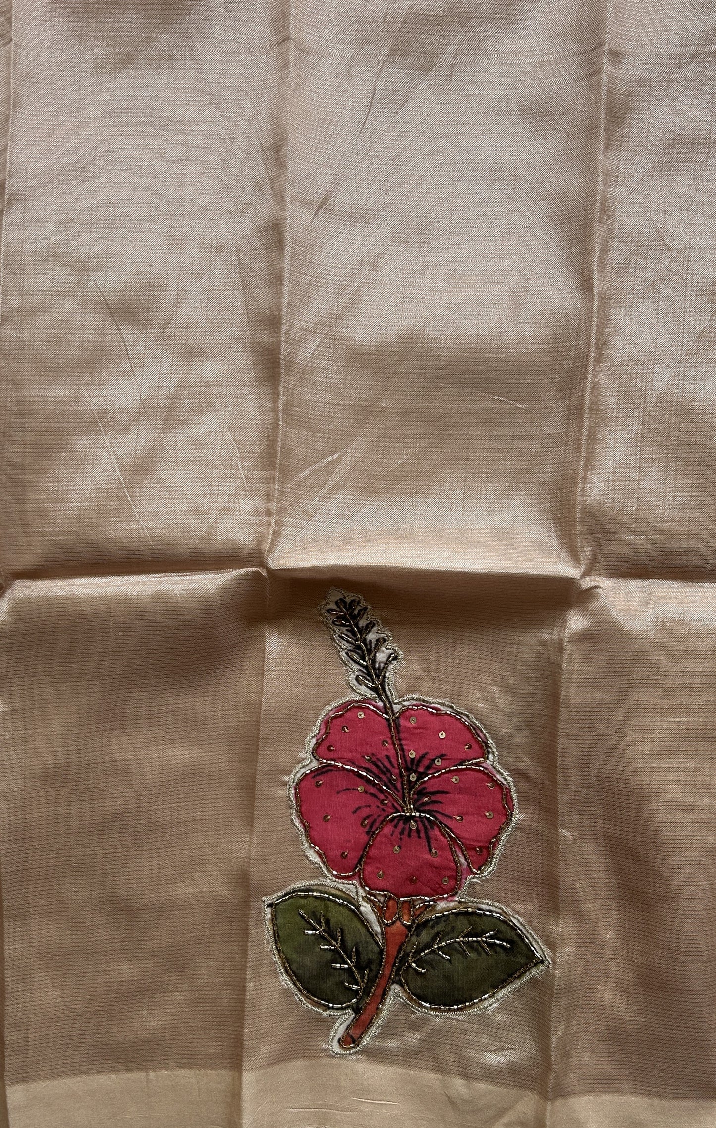 Mangalagiri Pattu Saree Light Beige Colored Complemented with a Scallop Border - Sampradaya Designer Studio