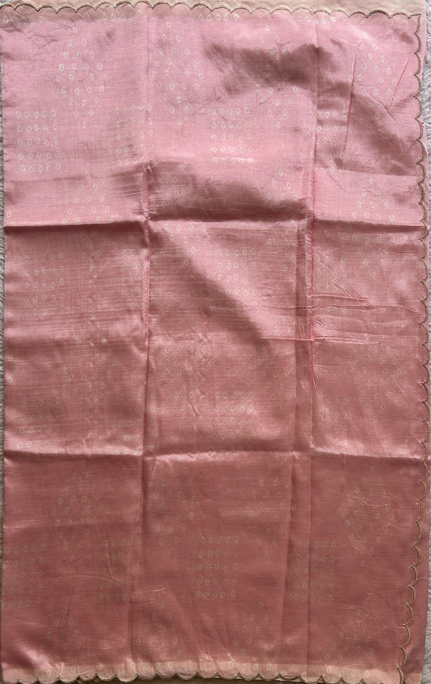 Mangalagiri Pattu Saree Baby Pink Colored Complemented with a Scallop Border - Sampradaya Designer Studio