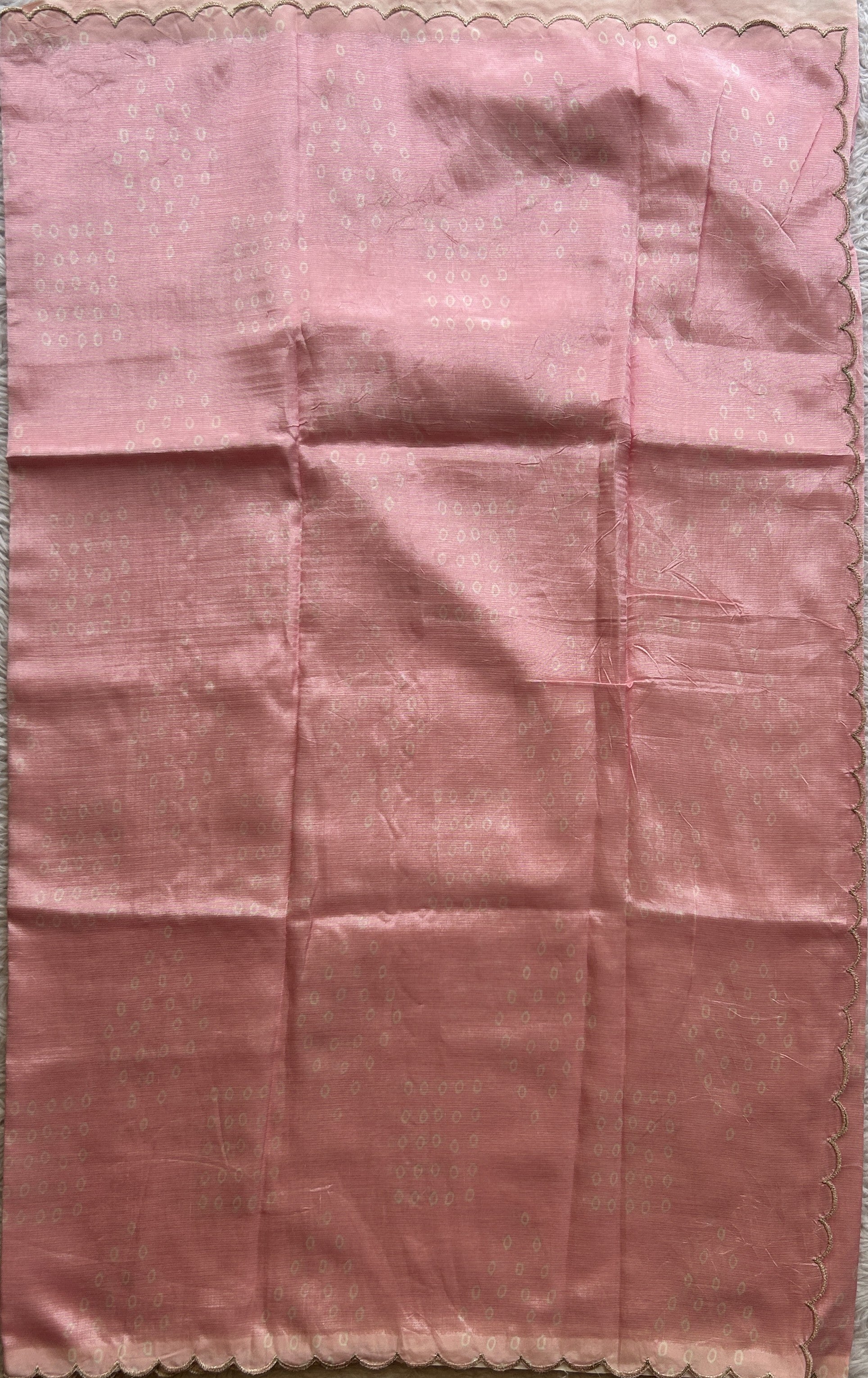 Mangalagiri Pattu Saree Baby Pink Colored Complemented with a Scallop Border - Sampradaya Designer Studio