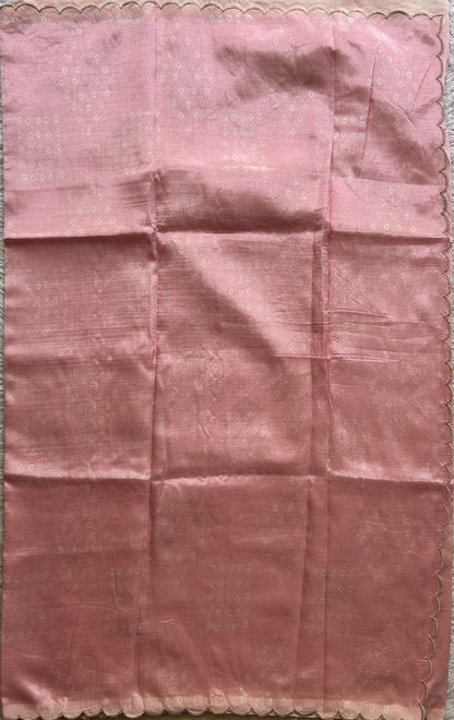 Mangalagiri Pattu Saree Baby Pink Colored Complemented with a Scallop Border - Sampradaya Designer Studio