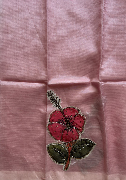 Mangalagiri Pattu Saree Baby Pink Colored Complemented with a Scallop Border - Sampradaya Designer Studio