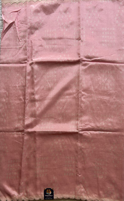 Mangalagiri Pattu Saree Baby Pink Colored Complemented with a Scallop Border - Sampradaya Designer Studio