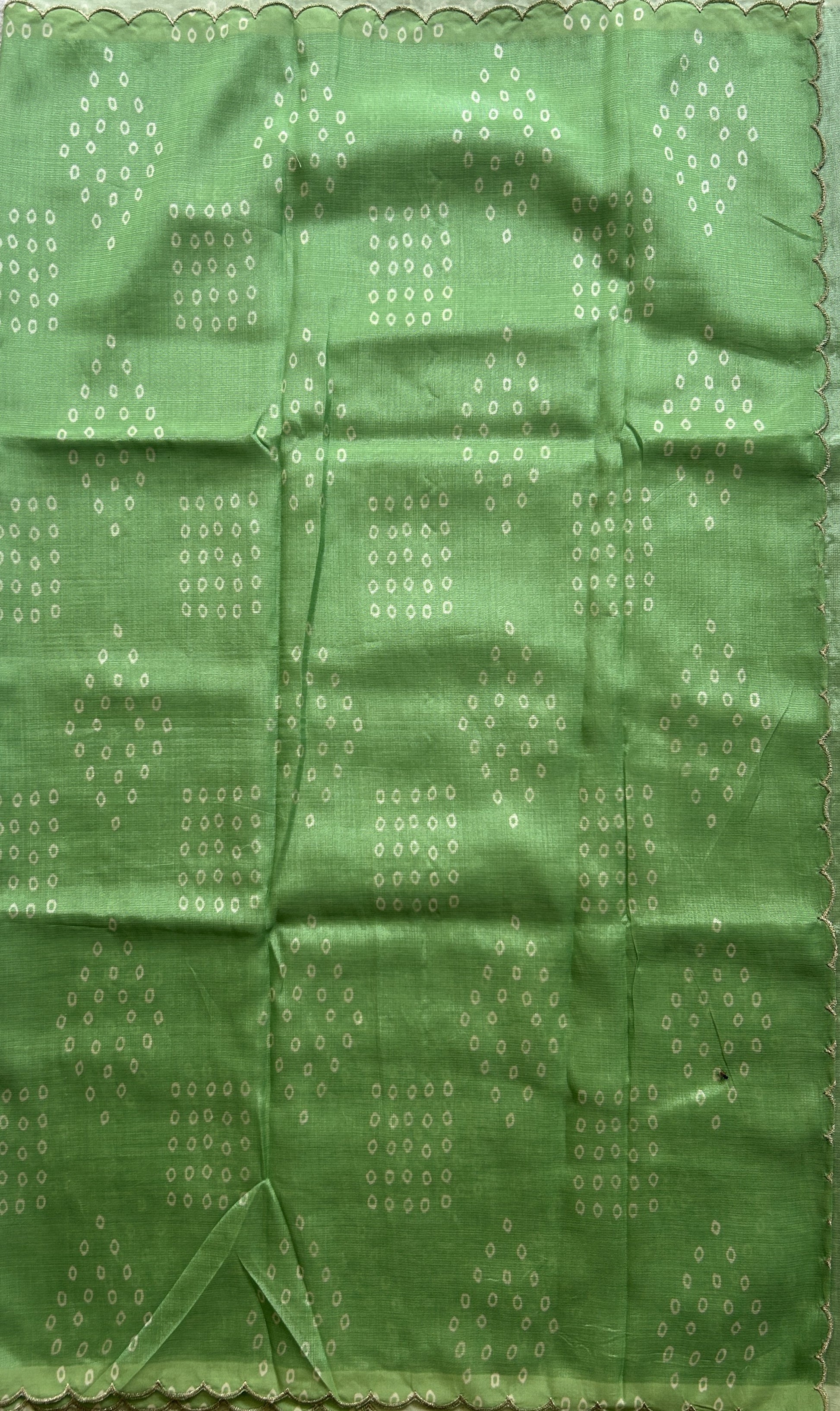 Mangalagiri Pattu Saree Mint Green Colored Complemented with a Scallop Border - Sampradaya Designer Studio