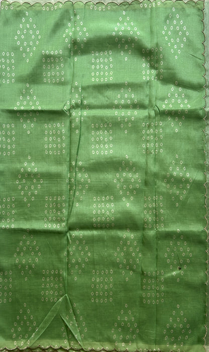 Mangalagiri Pattu Saree Mint Green Colored Complemented with a Scallop Border - Sampradaya Designer Studio