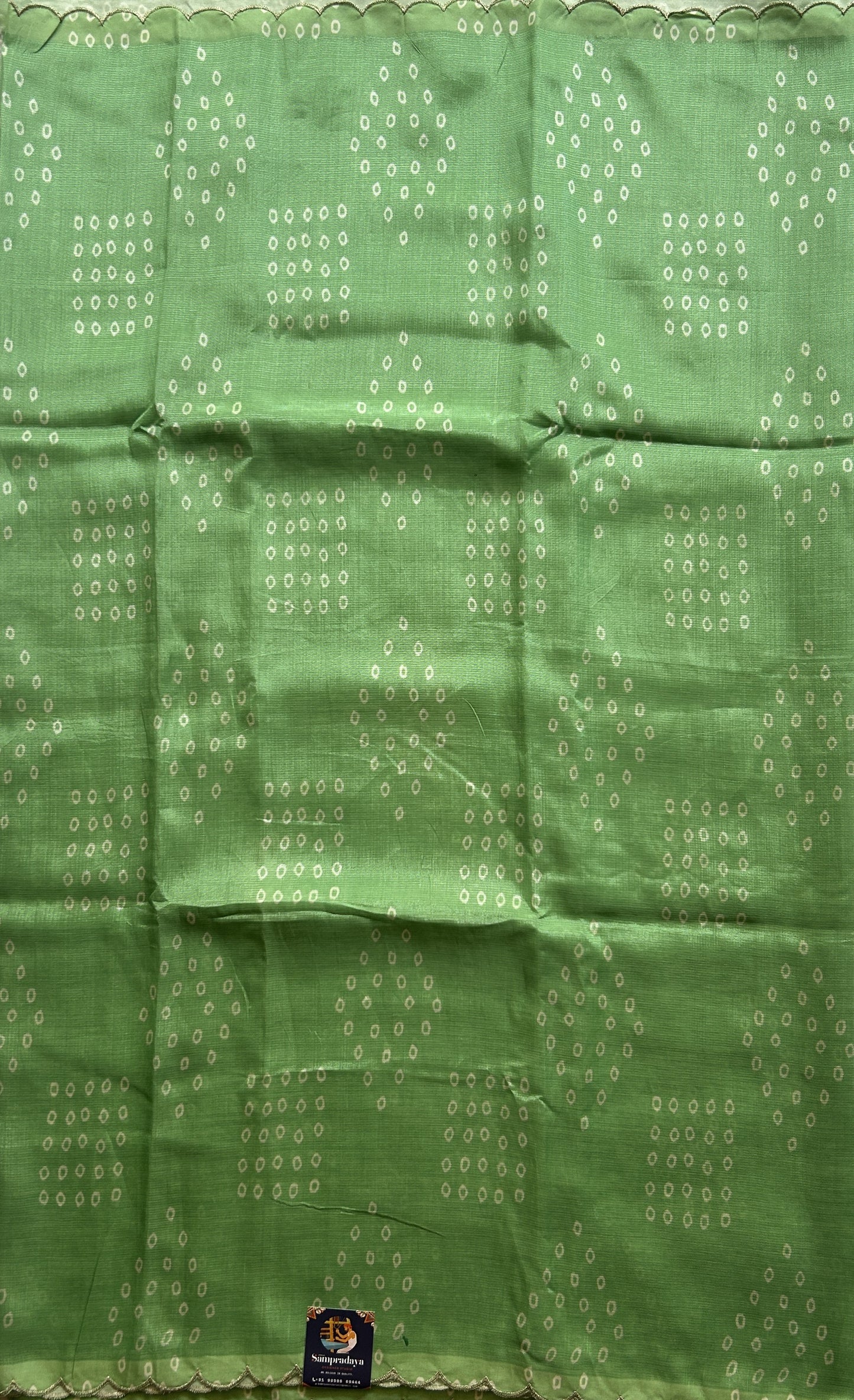 Mangalagiri Pattu Saree Mint Green Colored Complemented with a Scallop Border - Sampradaya Designer Studio