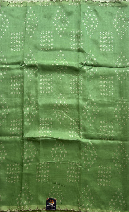 Mangalagiri Pattu Saree Mint Green Colored Complemented with a Scallop Border - Sampradaya Designer Studio