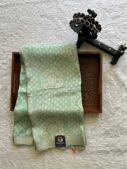 Mangalagiri Pattu Digital Print Saree Sea Green colored complemented with a Zari Border - Sampradaya Designer Studio