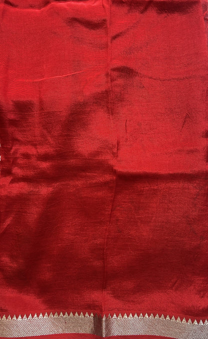 Mangalagiri Pattu Digital Print Saree Red colored complemented with a Zari Border - Sampradaya Designer Studio
