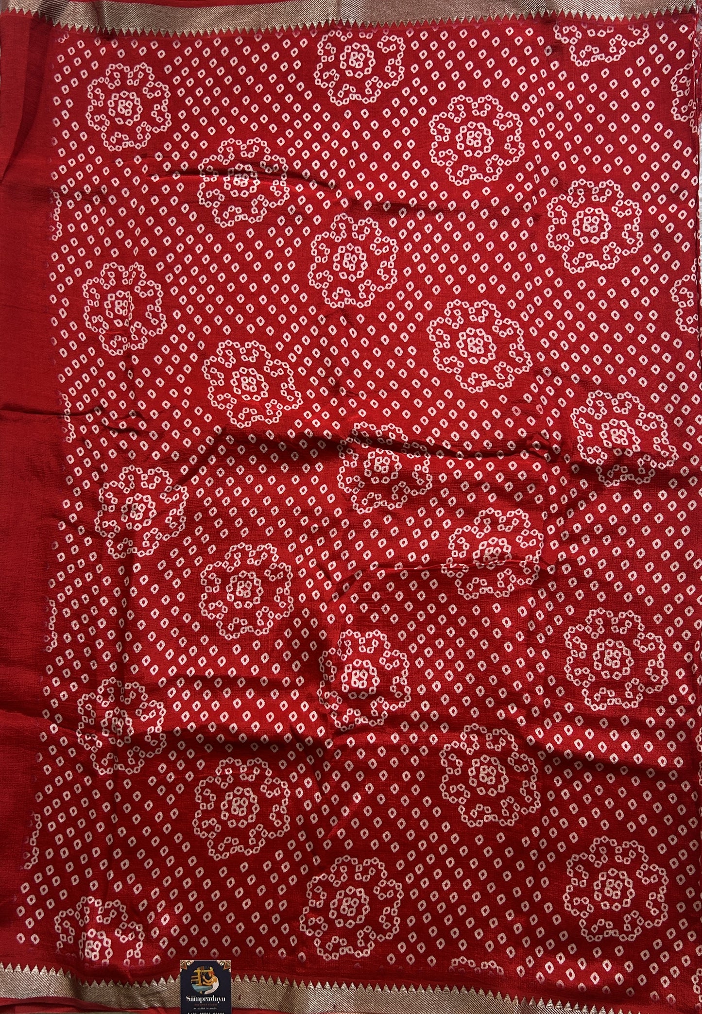 Mangalagiri Pattu Digital Print Saree Red colored complemented with a Zari Border - Sampradaya Designer Studio
