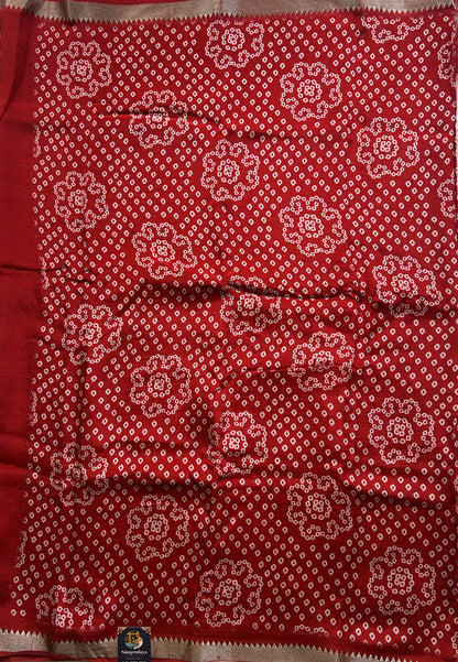 Mangalagiri Pattu Digital Print Saree Red colored complemented with a Zari Border - Sampradaya Designer Studio