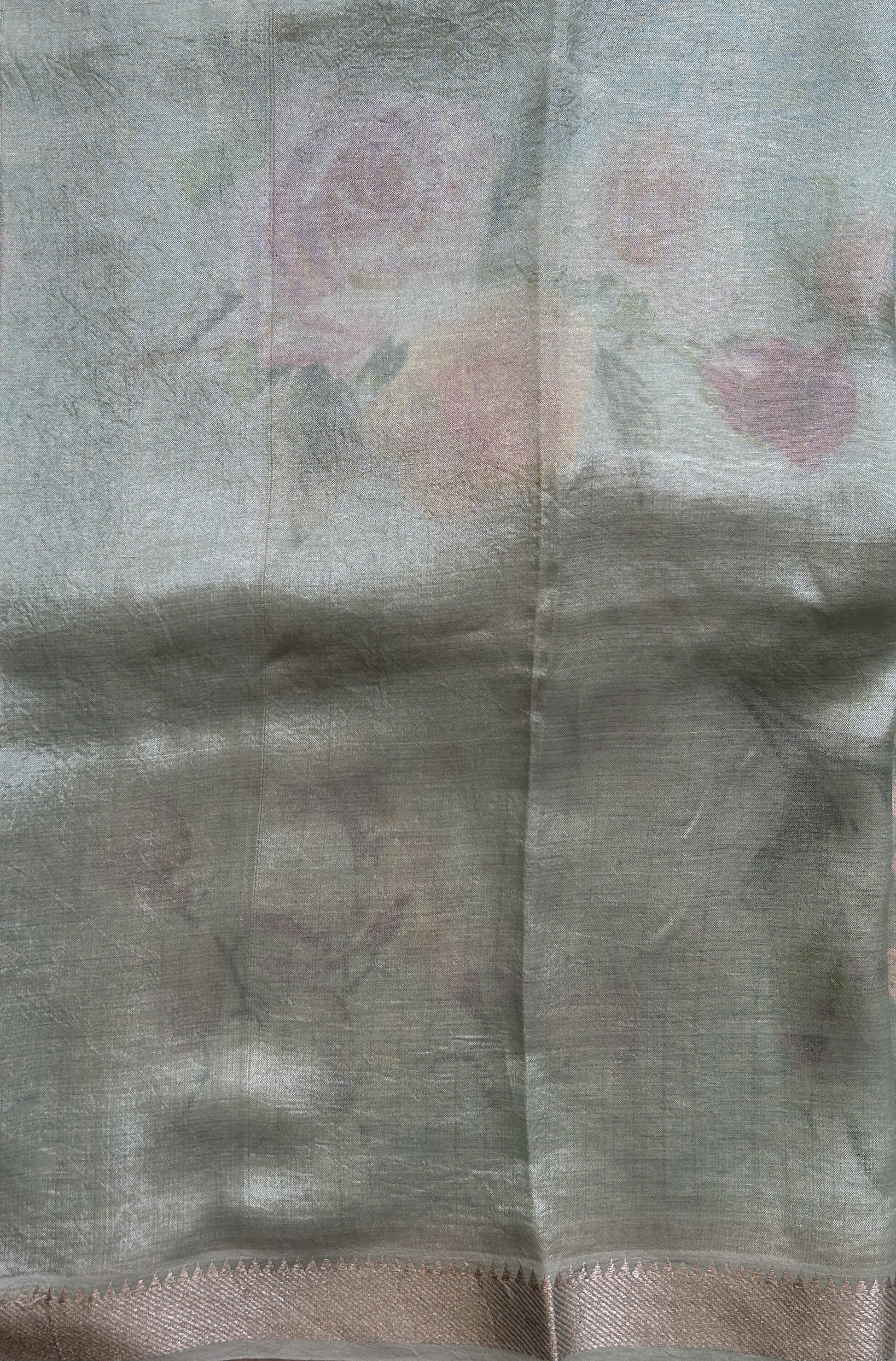 Mangalagiri Pattu Digital Print Saree Sea Green colored complemented with a Zari Border - Sampradaya Designer Studio