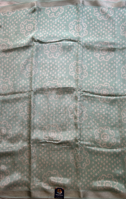 Mangalagiri Pattu Digital Print Saree Sea Green colored complemented with a Zari Border - Sampradaya Designer Studio