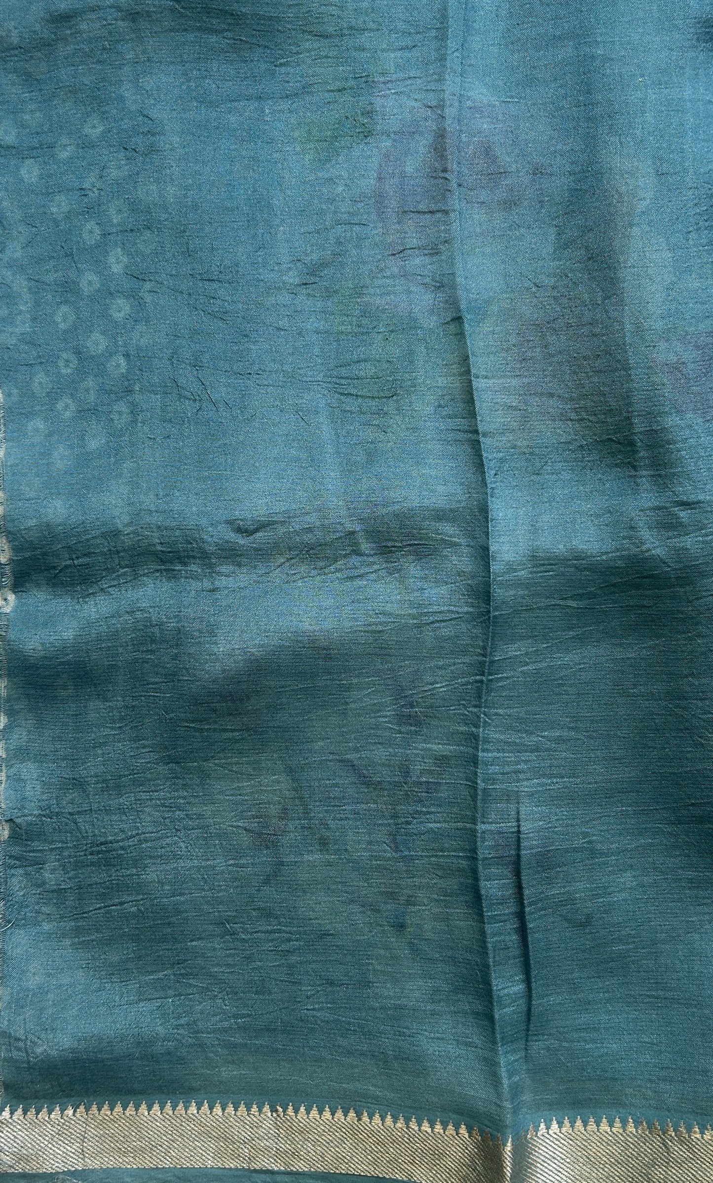 Mangalagiri Pattu Digital Print Saree Teal Blue colored complemented with a Zari Border - Sampradaya Designer Studio