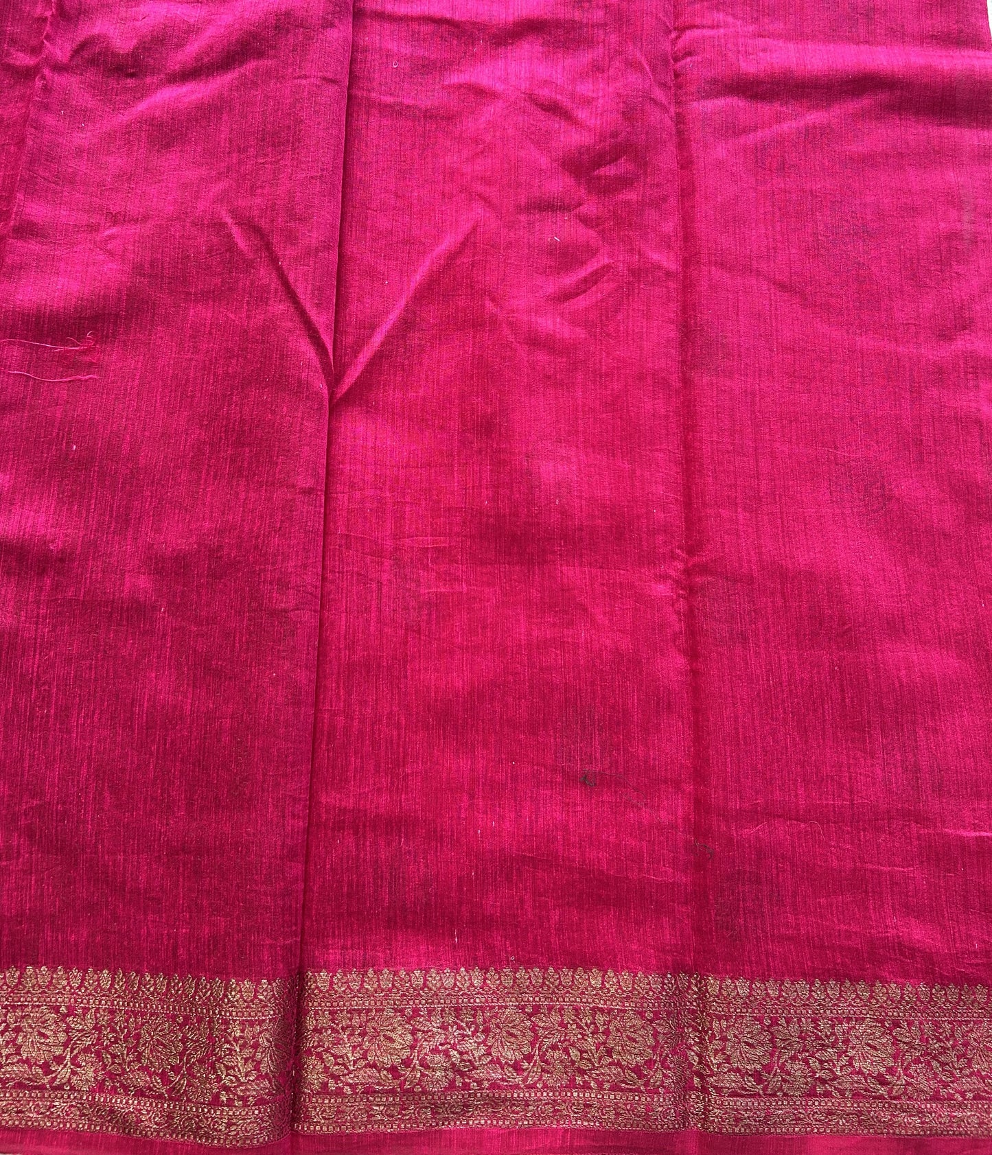 Pink Banarasi Raw Silk Saree with Gold Zari Border — Pure Handloom | Silk Mark Certified