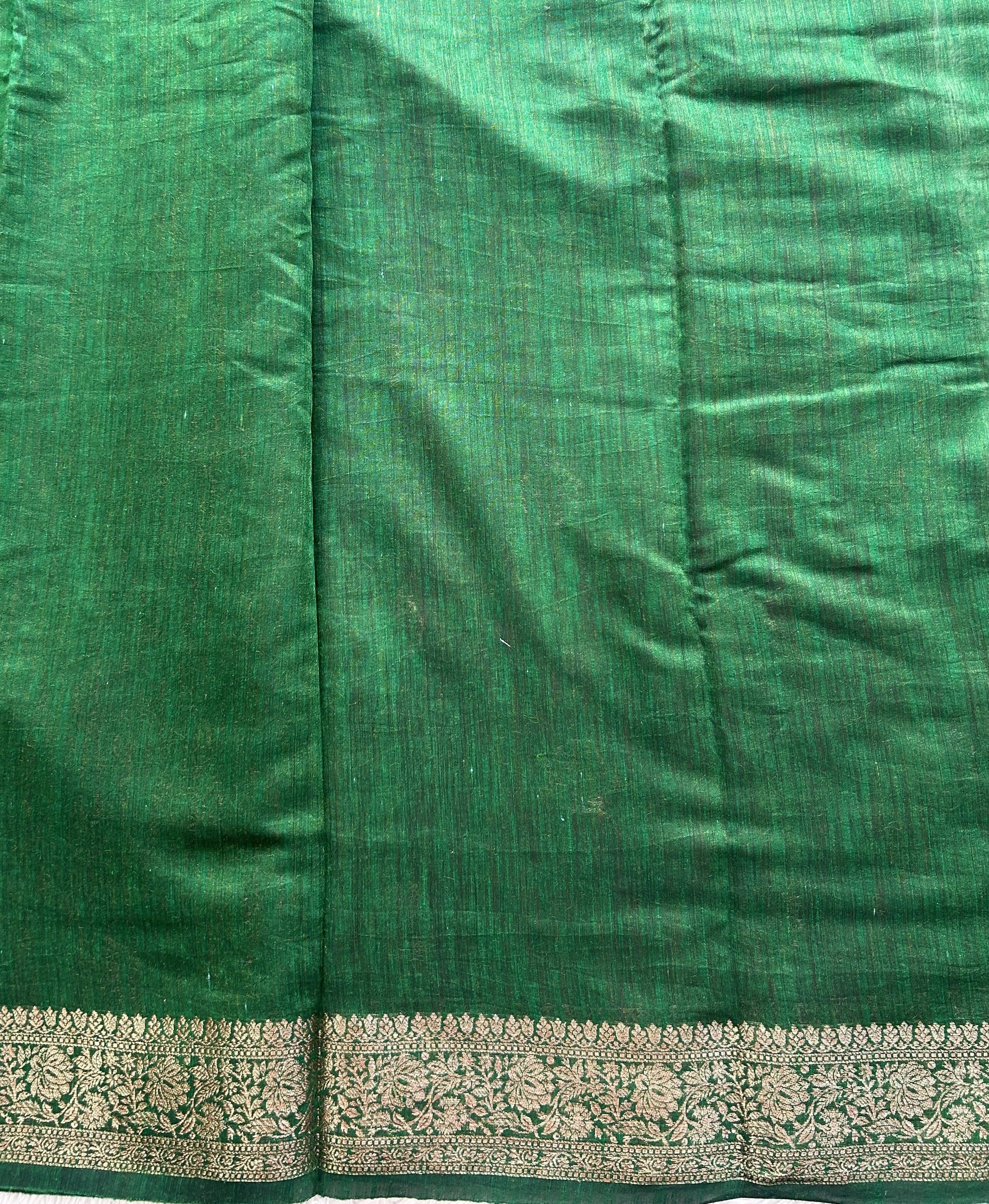 Purple Banarasi Raw Silk Saree with Gold Zari Border — Pure Handloom | Silk Mark Certified - Sampradaya Designer Studio