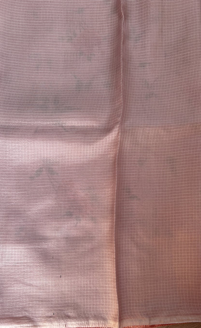 Silk kota Saree Light Pink color complemented with a Borderless Saree. - Sampradaya Designer Studio