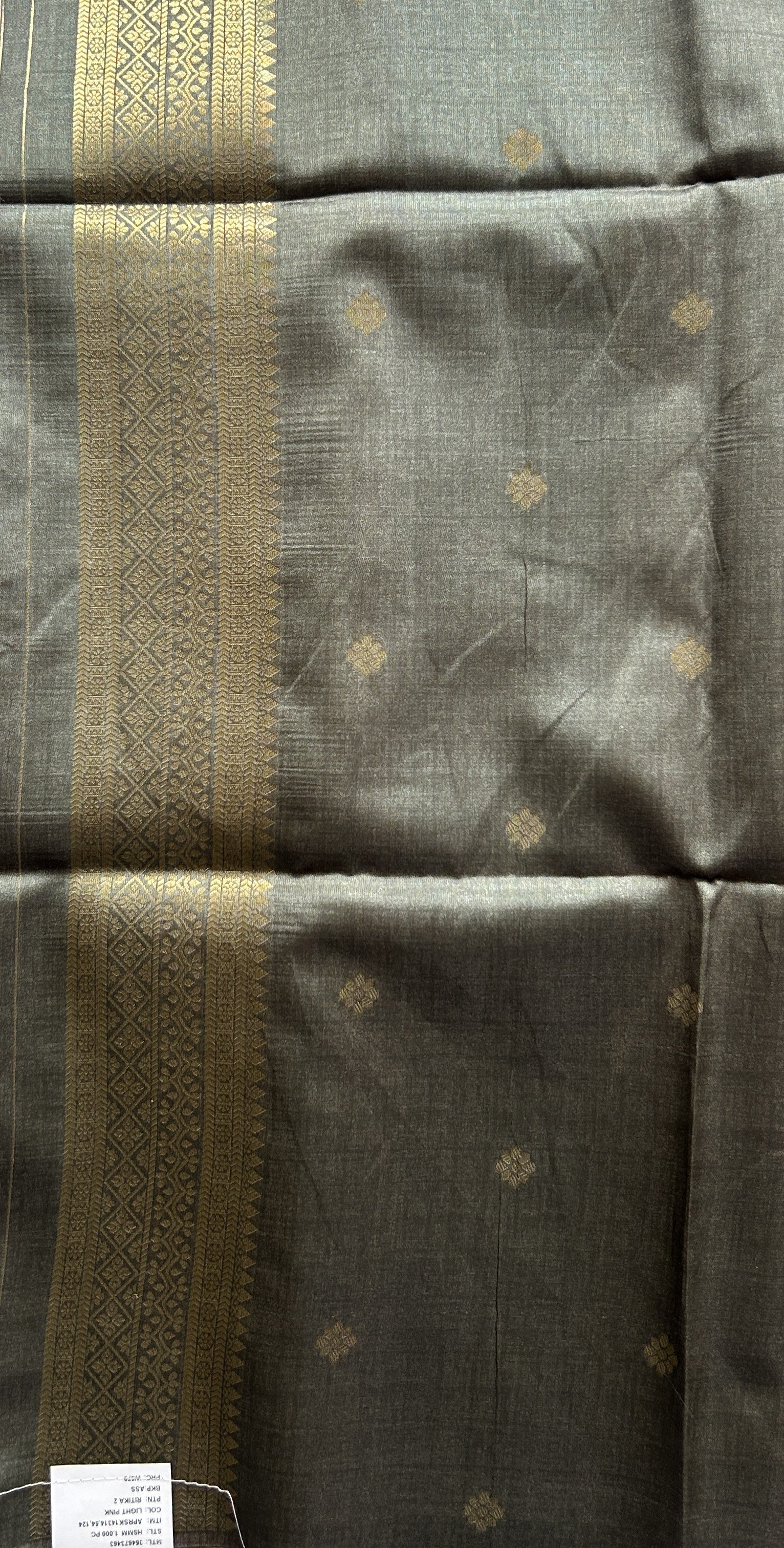 Semi Tussar Saree French Lilac Colored Complemented with a Olive Green Zari Border. - Sampradaya Designer Studio