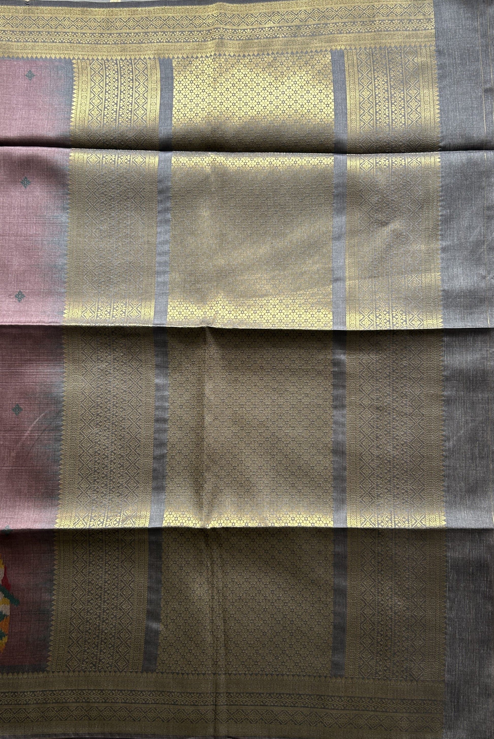 Semi Tussar Saree Light Grape Wine Colored Complemented with a Zari Border. - Sampradaya Designer Studio